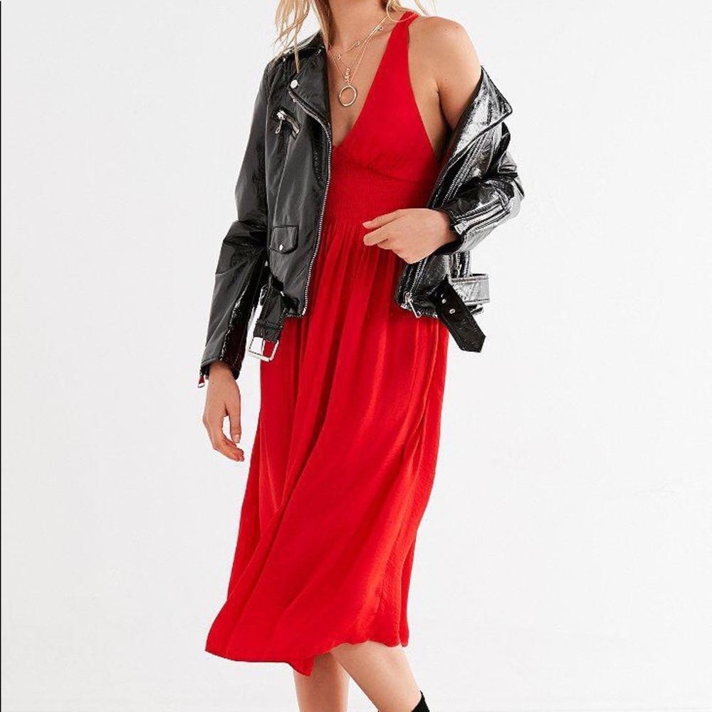 Red Smock Midi Dress